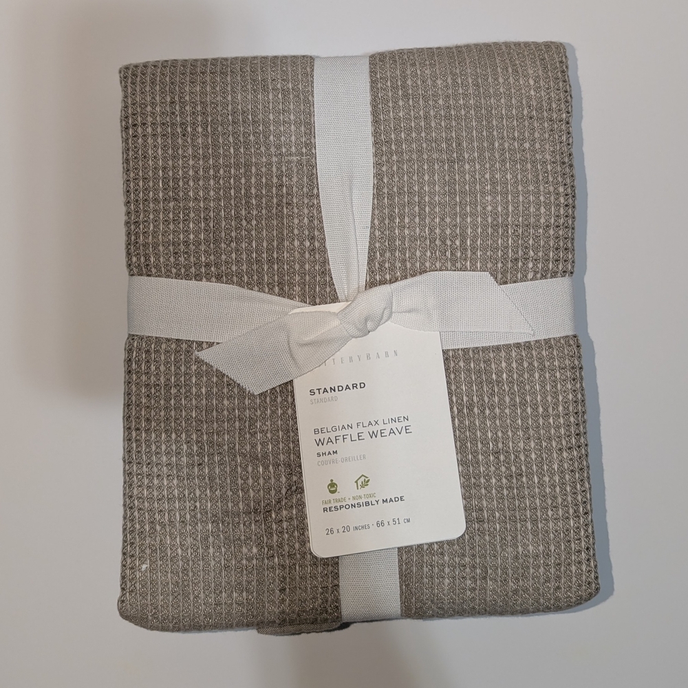 Belgian Flax Linen Waffle Weave Sham - Oatmeal